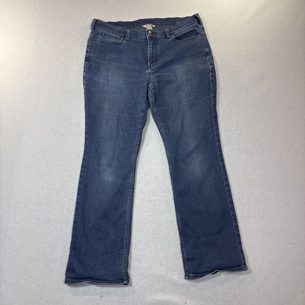 Duluth Trading Co Women Size 14 Blue Denim Straight Leg Jeans Stretch Spandex